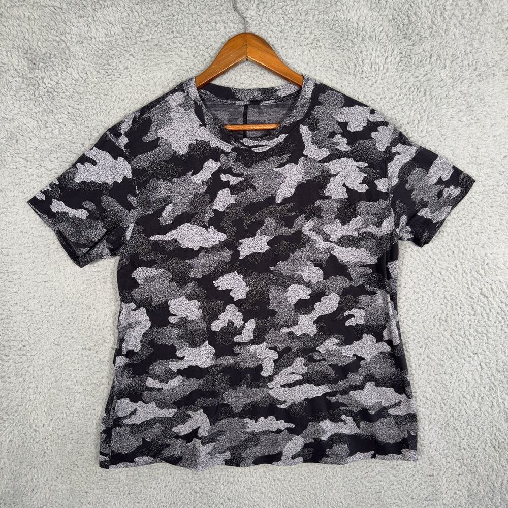 Lululemon All Yours Boyfriend Training Tee Black Gray Camo Women's 12
